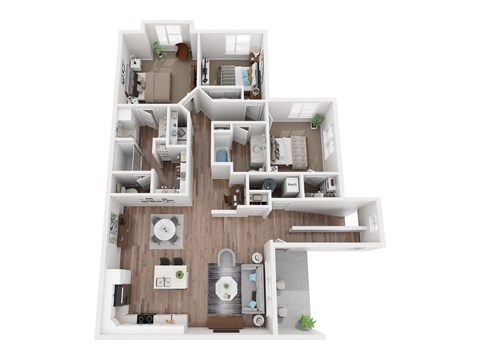 Floor plan for 3 beds, 2 baths, 1590 sqft